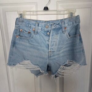 Levis Premium 501 Original Distressed Denim Shorts Light Wash Size 23 56327-0084